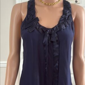 Banana Republic Blue Ruffled Tie Front Tank Top